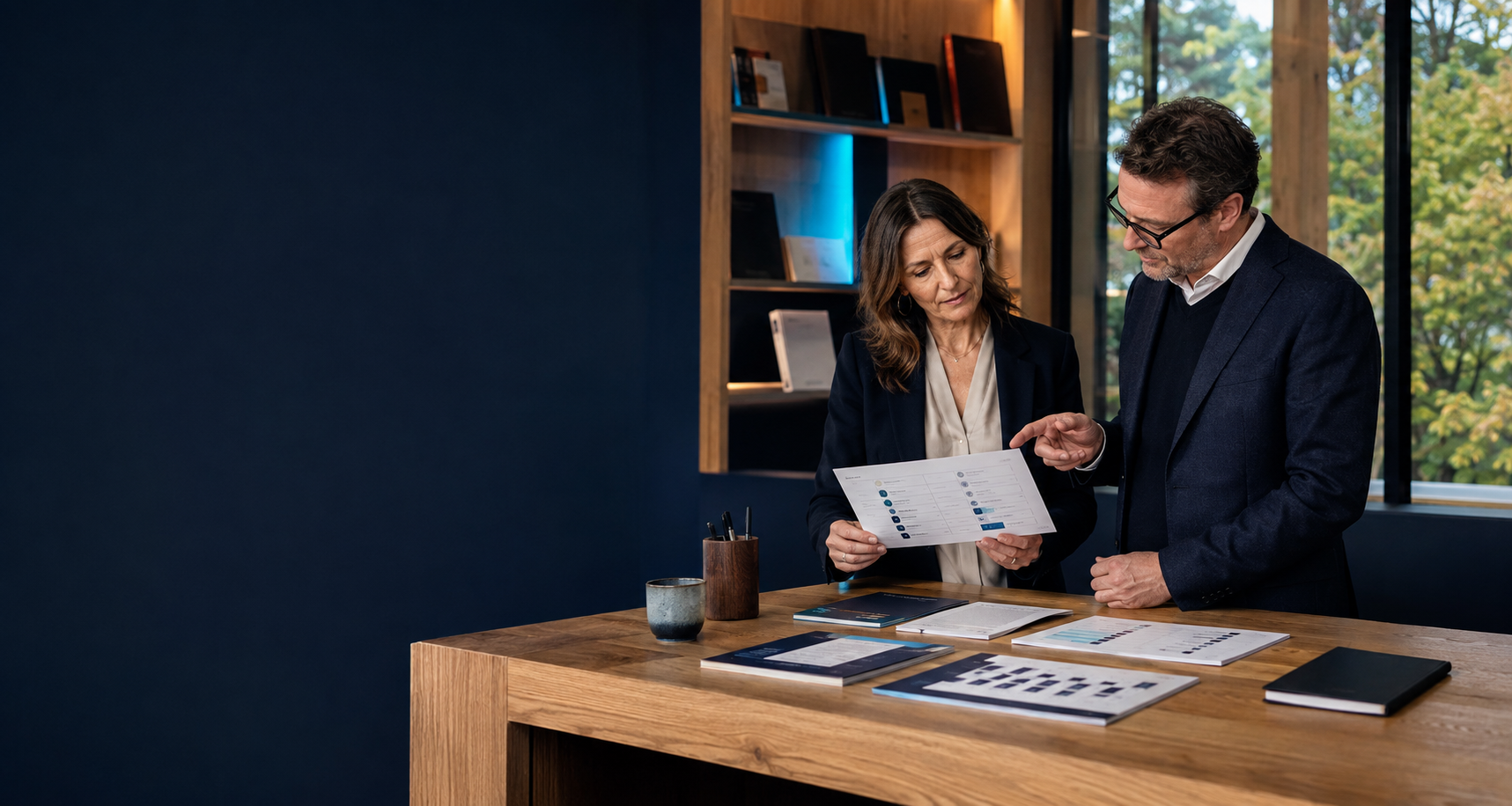 Deux professionnels choisissent un outil informatique pratique ensemble