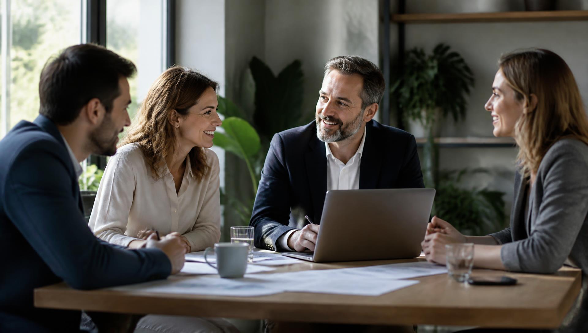 Dirigeants en discussion autour d’une table de réunion